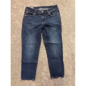 Gap Jeans Women 4R Blue Girlfriend Mid Rise Dark Wash Stretch Denim